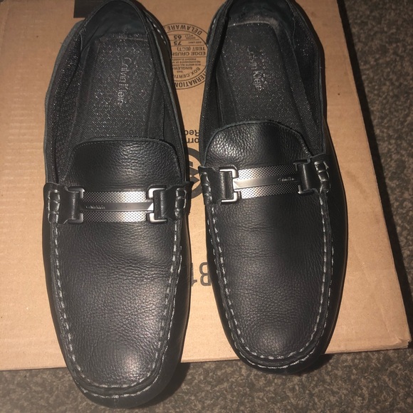 Calvin Klein Black Leather Loafers - Picture 1 of 5